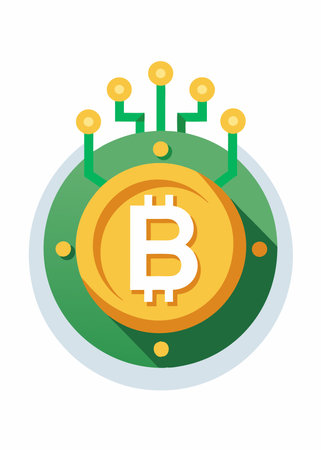 Bitcoin icon in flat style. Crypto currency vector illustration on white isolated background.のイラスト素材