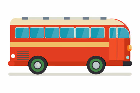 Red bus isolated on white background. Vector illustration in flat style.のイラスト素材
