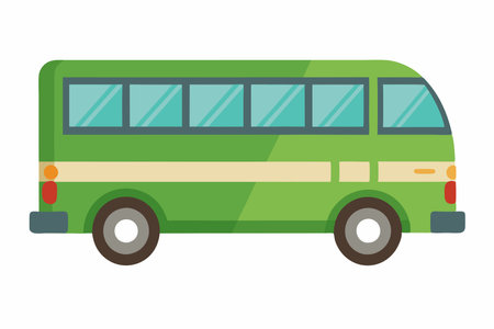 Green bus icon. Flat illustration of green bus vector icon for webのイラスト素材