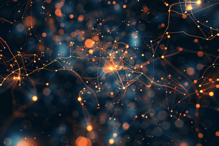 Abstract technology background with connecting dots and lines. Network concept. 3d renderingの素材