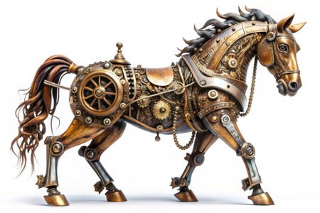 Horse made of metal on a white background. Isolate.の素材