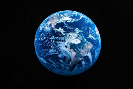 Earth planet isolated on black background. Elements of this image furnished by NASAの素材