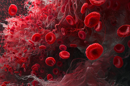 Red blood cells with red blood cells in vein. 3d renderの素材