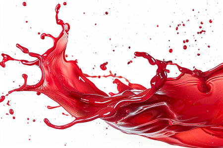 red wine splashing isolated on white background. 3d rendering.の素材
