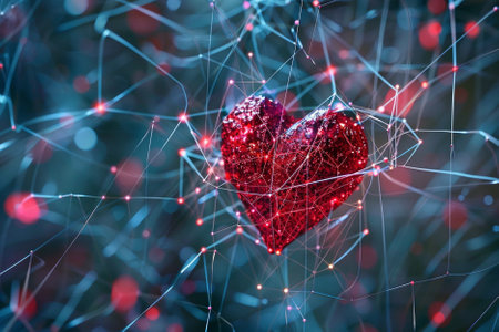 Red heart on the background of the web. Valentine's Day.の素材