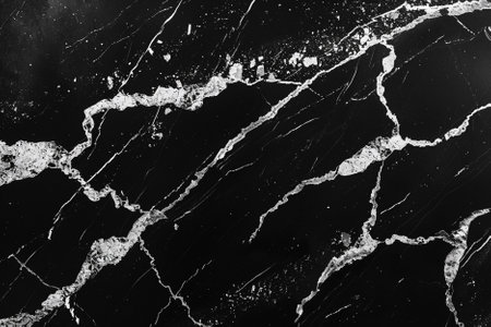 Black marble patterned texture background. Marbles of Thailand, Black and whiteの素材