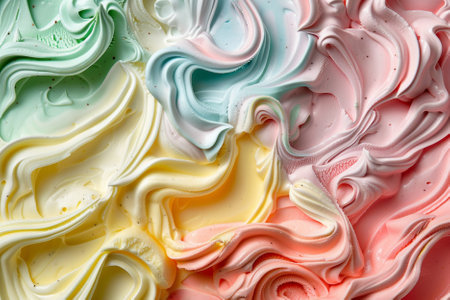 close up of multicolor whipped cream texture as a background.の素材