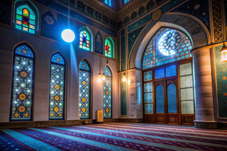 Interior of Suleymaniye Mosque in Istanbul, Turkeyの素材