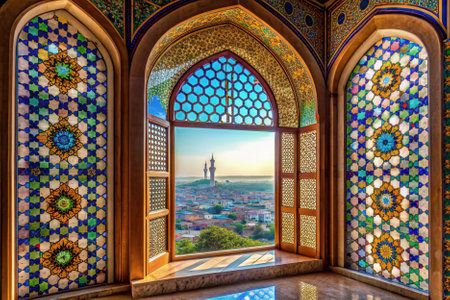 View from the window of the Dome of the Rock in Yazd, Iranの素材