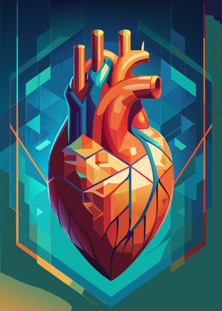 Human heart anatomy on abstract background. Vector illustration. Eps 10.のイラスト素材