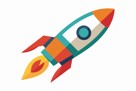 Rocket spaceship icon over white background. colorful design.  vector illustrationのイラスト素材