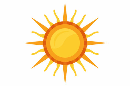Sun icon. Flat illustration of sun icon for web isolated on white backgroundのイラスト素材