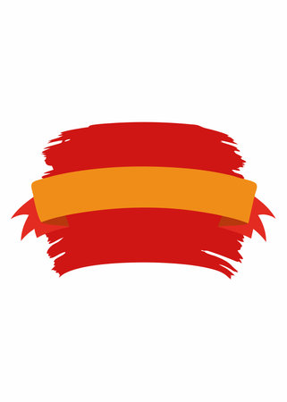 decorative ribbon banner icon image vector illustration design  orange and redのイラスト素材