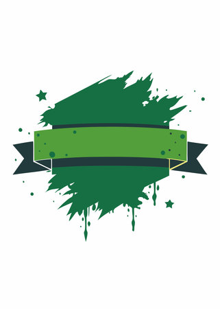 Green grunge banner with ribbon. Grunge vector illustration.のイラスト素材