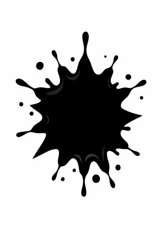 Black ink splash isolated on white background. Ink blots. Vector illustration.のイラスト素材