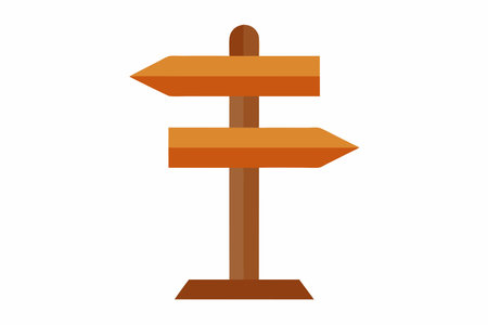 wooden signpost icon over white background. colorful design. vector illustrationのイラスト素材
