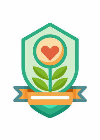 Heart and leaf icon. Flat illustration of heart and leaf icon for web designのイラスト素材