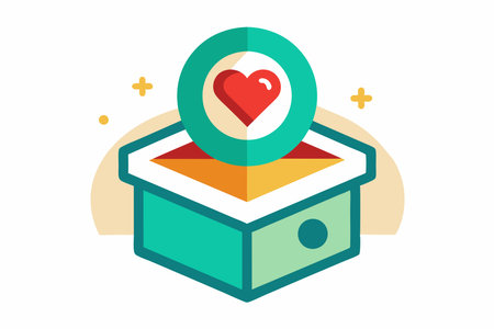 Box with heart flat icon, vector graphics, a colorful solid pattern on a white background, eps 10.のイラスト素材
