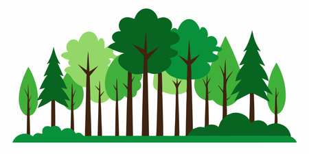 Forest trees isolated on white background. Vector illustration in flat style.のイラスト素材