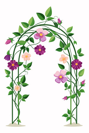 Beautiful floral arch isolated on a white background. Vector illustration.のイラスト素材