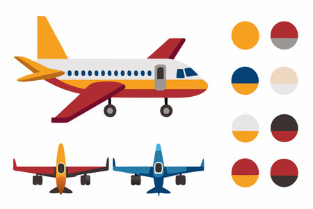 Airplane icon set. Flat illustration of airplane vector icons for web designのイラスト素材