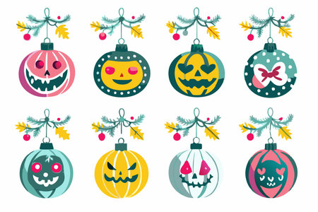 Set of cute halloween ornaments. Vector illustration.のイラスト素材