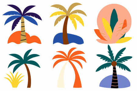 Palm tree vector icon set isolated on white background. Vector illustration.のイラスト素材