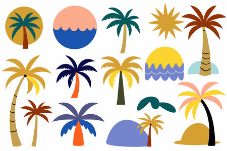 palm tree icon set isolated on a white background. vector illustrationのイラスト素材