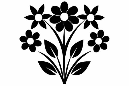 Floral background with flowers and leaves. Black and white vector illustration.のイラスト素材