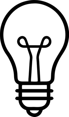 Black line Light bulb icon isolated on white background. Idea symbol. Vector Illustrationのイラスト素材