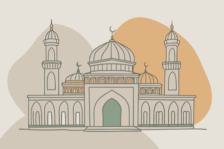 Illustration of the mosque in the style of flat design. Vector illustrationのイラスト素材
