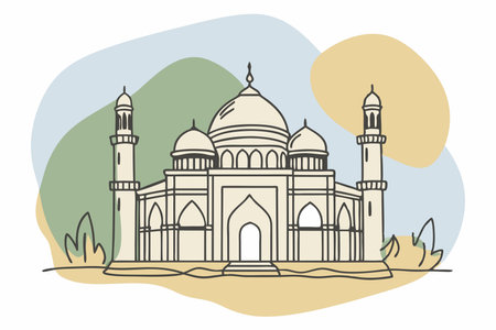 Vector illustration of Taj Mahal in Agra, Uttar Pradesh, Indiaのイラスト素材