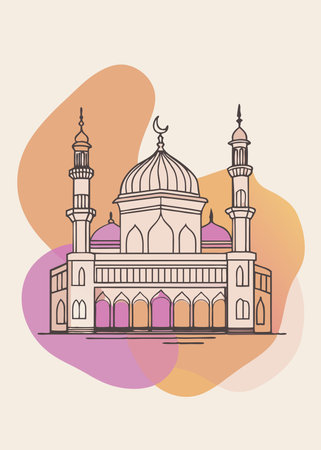 Taj Mahal in flat style. Vector illustration. Ramadan Kareem.のイラスト素材