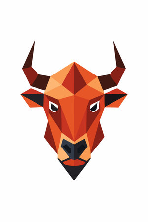 Low poly bull head. Geometric vector illustration isolated on white background.のイラスト素材