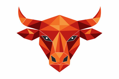 Abstract low poly bull head on a white background. Vector illustration.のイラスト素材