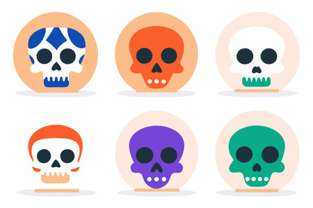 Skulls icons set. Vector illustration in flat design style.のイラスト素材