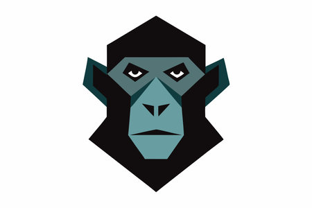 Chimpanzee head vector icon. Gorilla head vector iconのイラスト素材