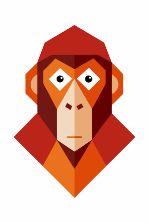 Monkey Face Icon. Flat Color Design. Vector Illustration.のイラスト素材
