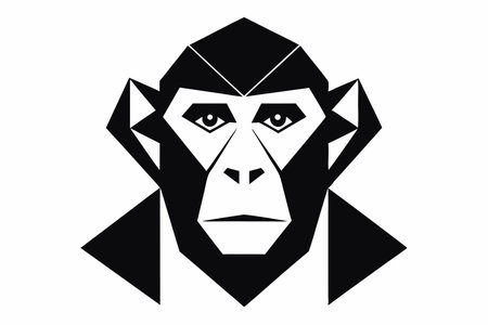 Monkey head on a white background. Black and white vector illustration.のイラスト素材