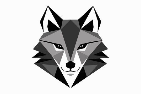 head of a wolf in a low poly style on a white backgroundのイラスト素材