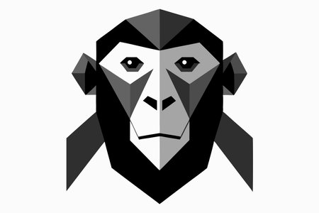 Chimpanzee head vector illustration. Wild animal face icon.のイラスト素材