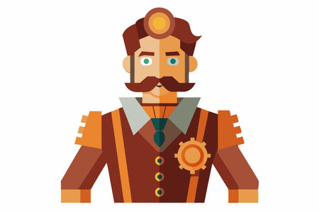 Vector illustration of a bearded man in a medieval costume. Flat style.のイラスト素材
