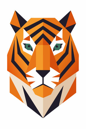 Tiger head vector illustration isolated on white background. Tiger head vector illustration.のイラスト素材