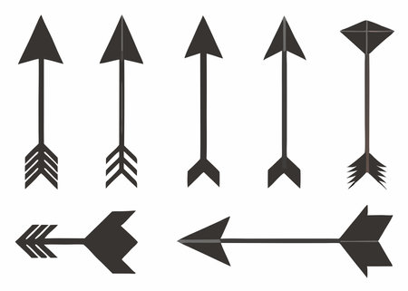 Arrow icons set. Black arrows on white background. Vector illustration.のイラスト素材