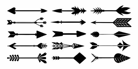 Arrow icons set. Black arrows on white background. Vector illustration.のイラスト素材