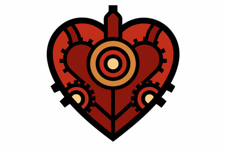 heart with gears and cogs on a white background, vector illustrationのイラスト素材