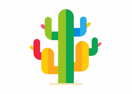 Cactus flat style icon design, Mexico culture tourism landmark latin and party theme Vector illustrationのイラスト素材