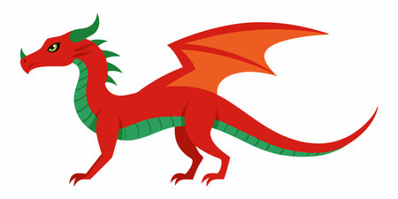 Dragon on a white background. Vector illustration of a red dragon.のイラスト素材