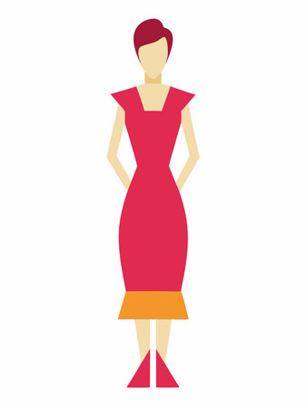 colorful silhouette of faceless woman in dress with short hair vector illustrationのイラスト素材