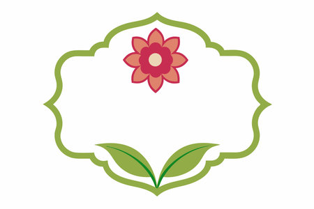 Illustration of a floral frame with a flower on a white backgroundのイラスト素材